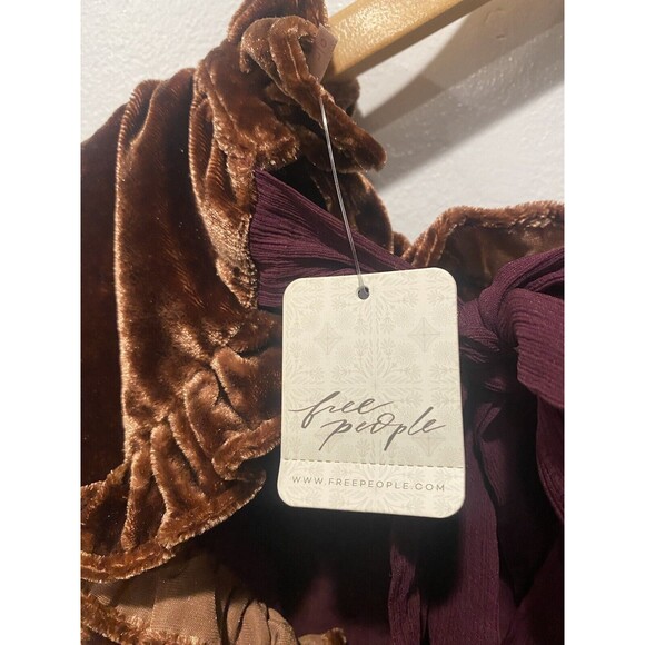 Free People Gum Drop Velvet Minidress in Chocolate Sz L NEW $168 - Picture 9 of 11